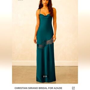 Azazie pine satin dress